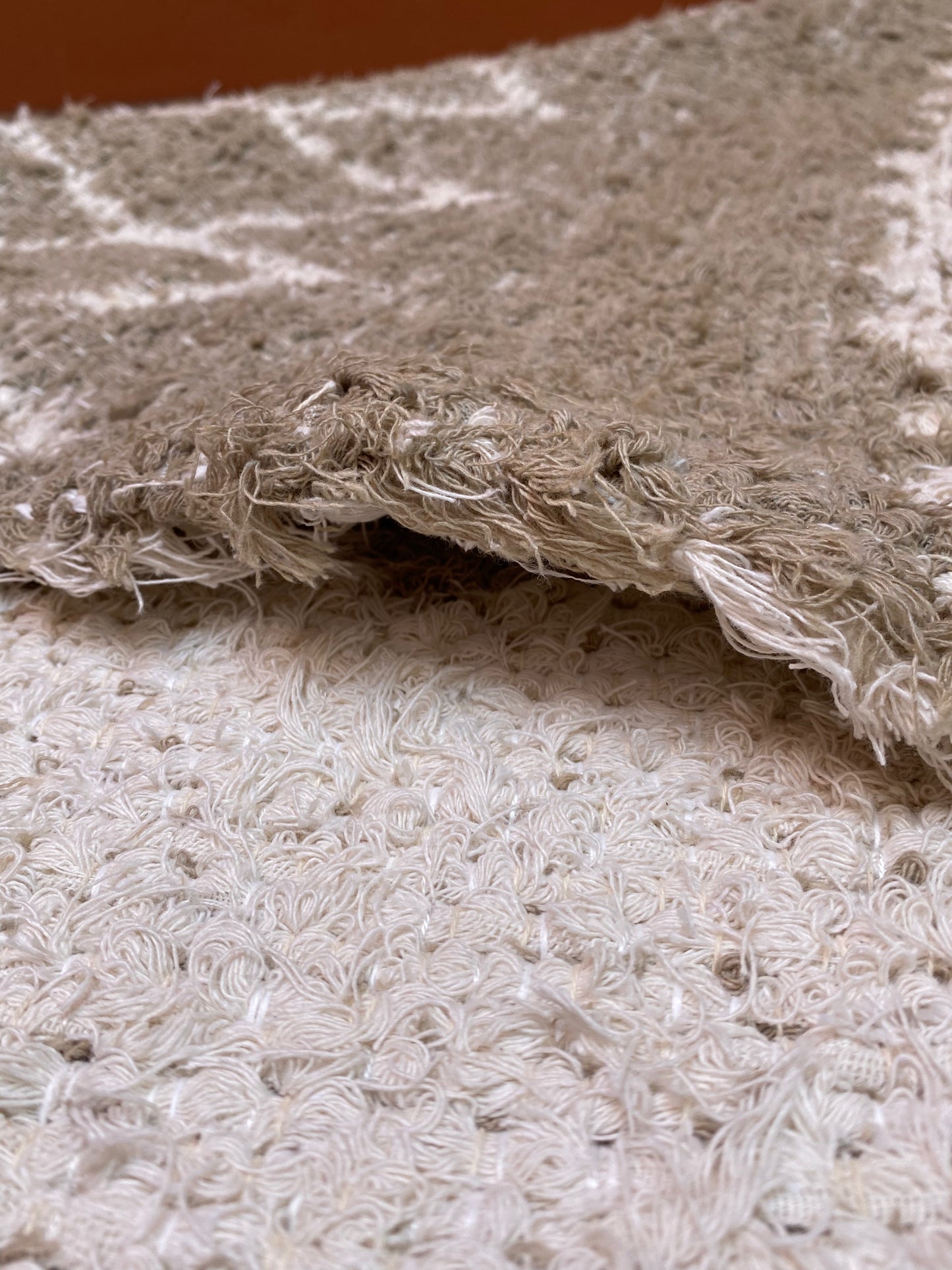 Vue matière artisanal, coton recyclé