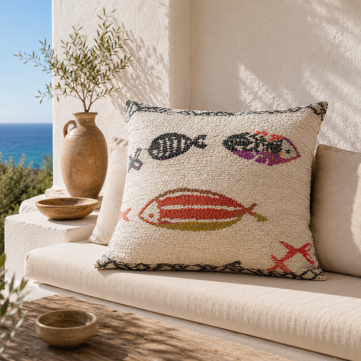 Housse de coussin Poissons Multi-Color