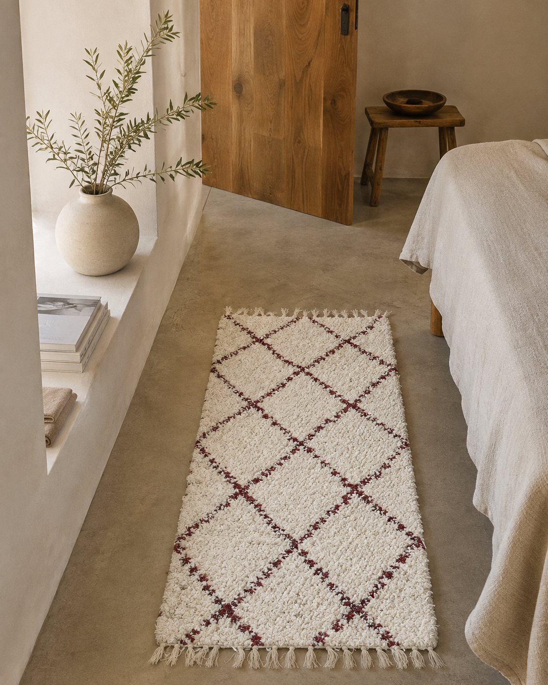 Tapis artisanal réversible bordeaux