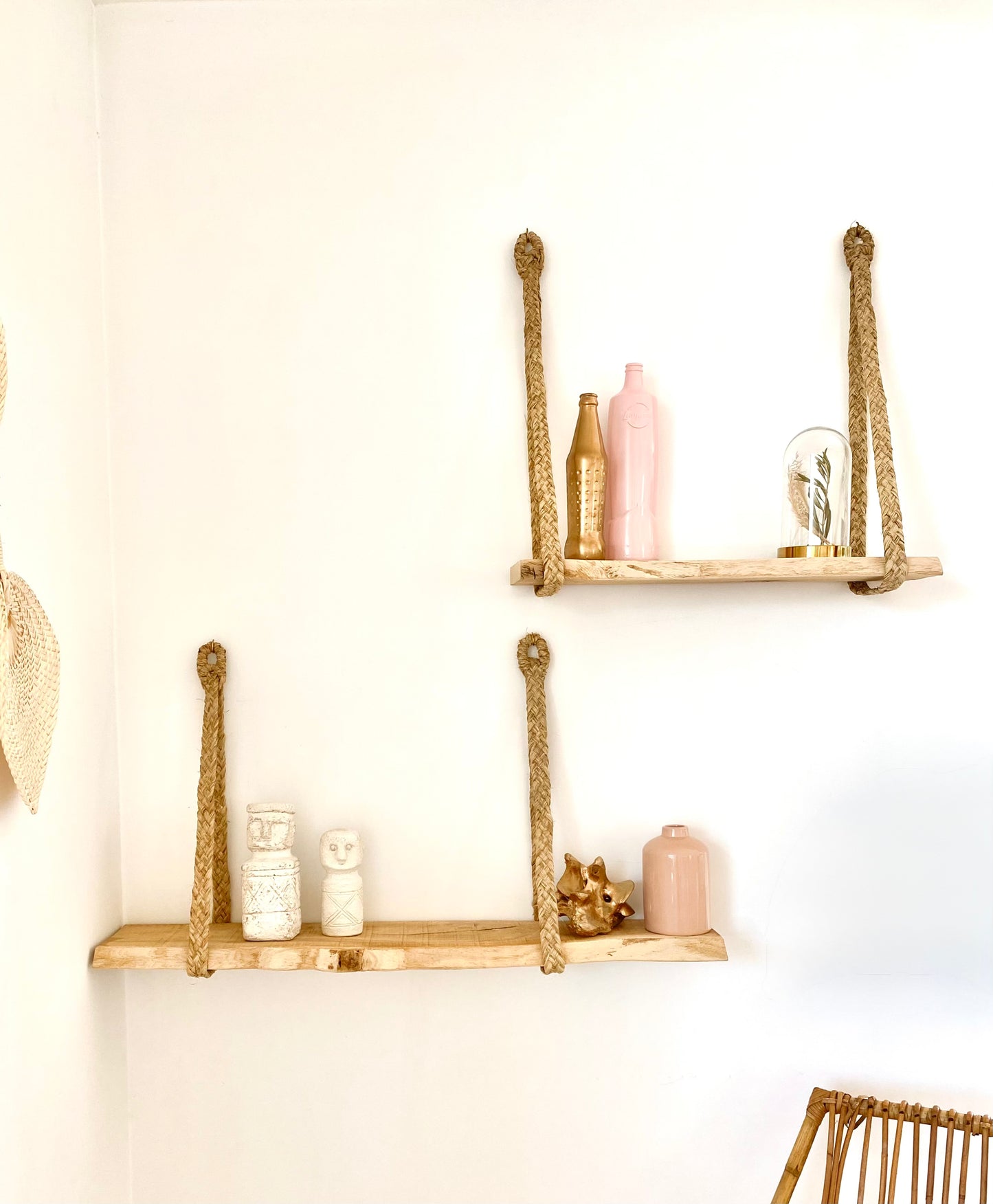Support étagère sangle - Lanières en esparto tressé artisanal