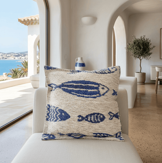 Housse de coussin Poissons Bleus - Nénita Déco - 