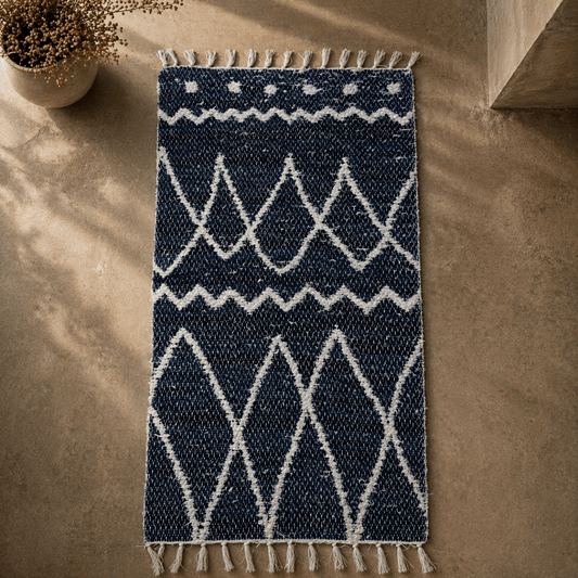 Tapis bleu marine réversible 70x120