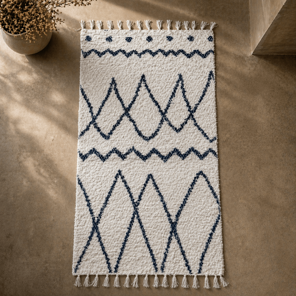 tapis artisanal réversible bleu marine