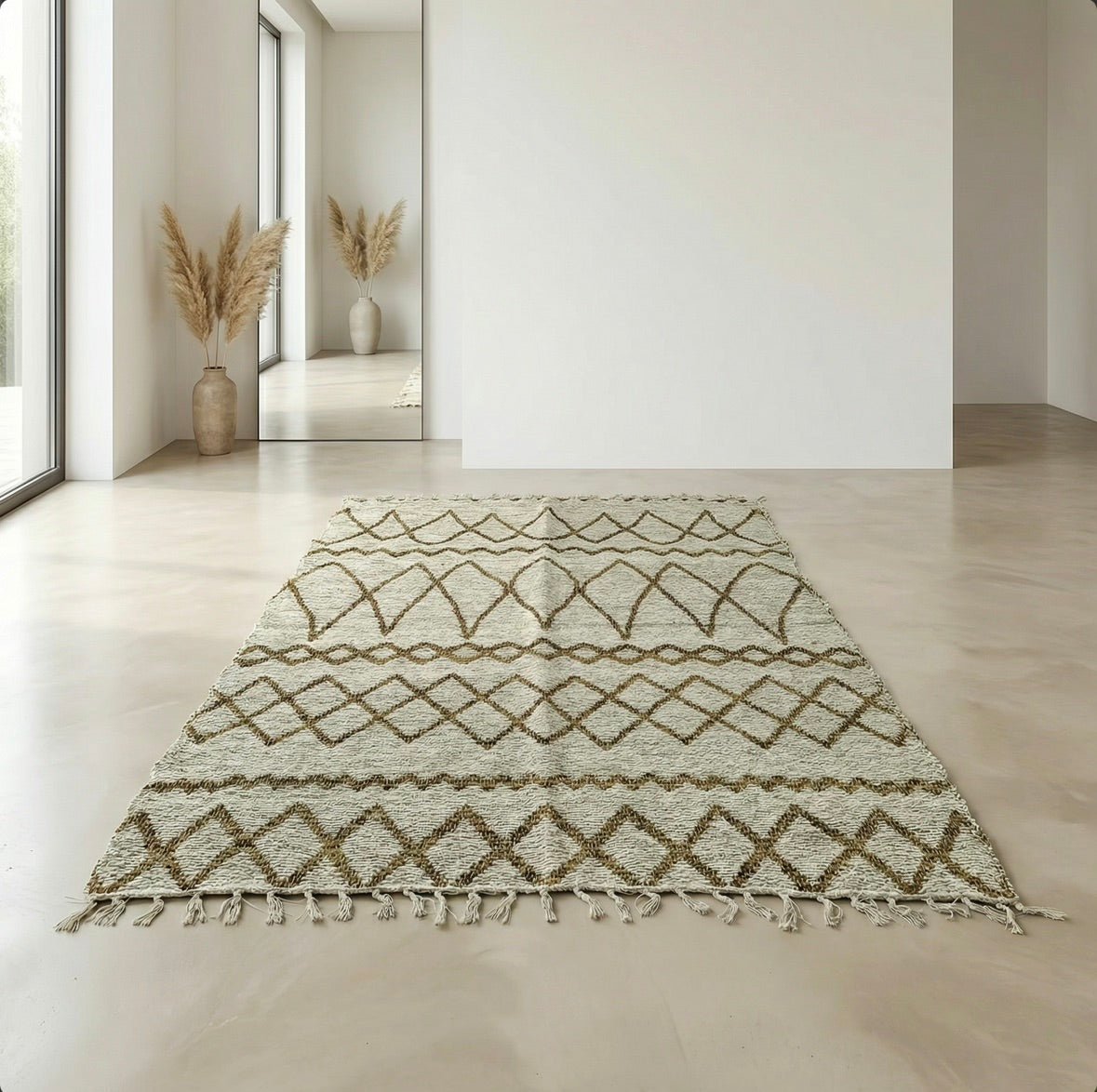 Tapis Artisanal Réversible Berbère Jute & Coton - Sol - 140x200 - nenita - deco - 