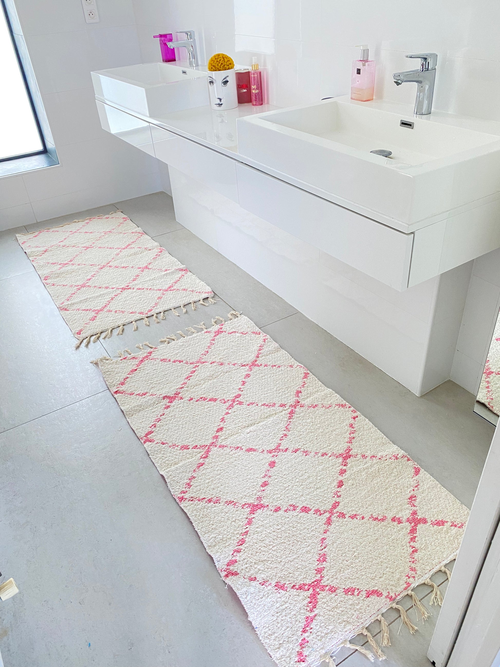 Tapis 70x120 rose réversible