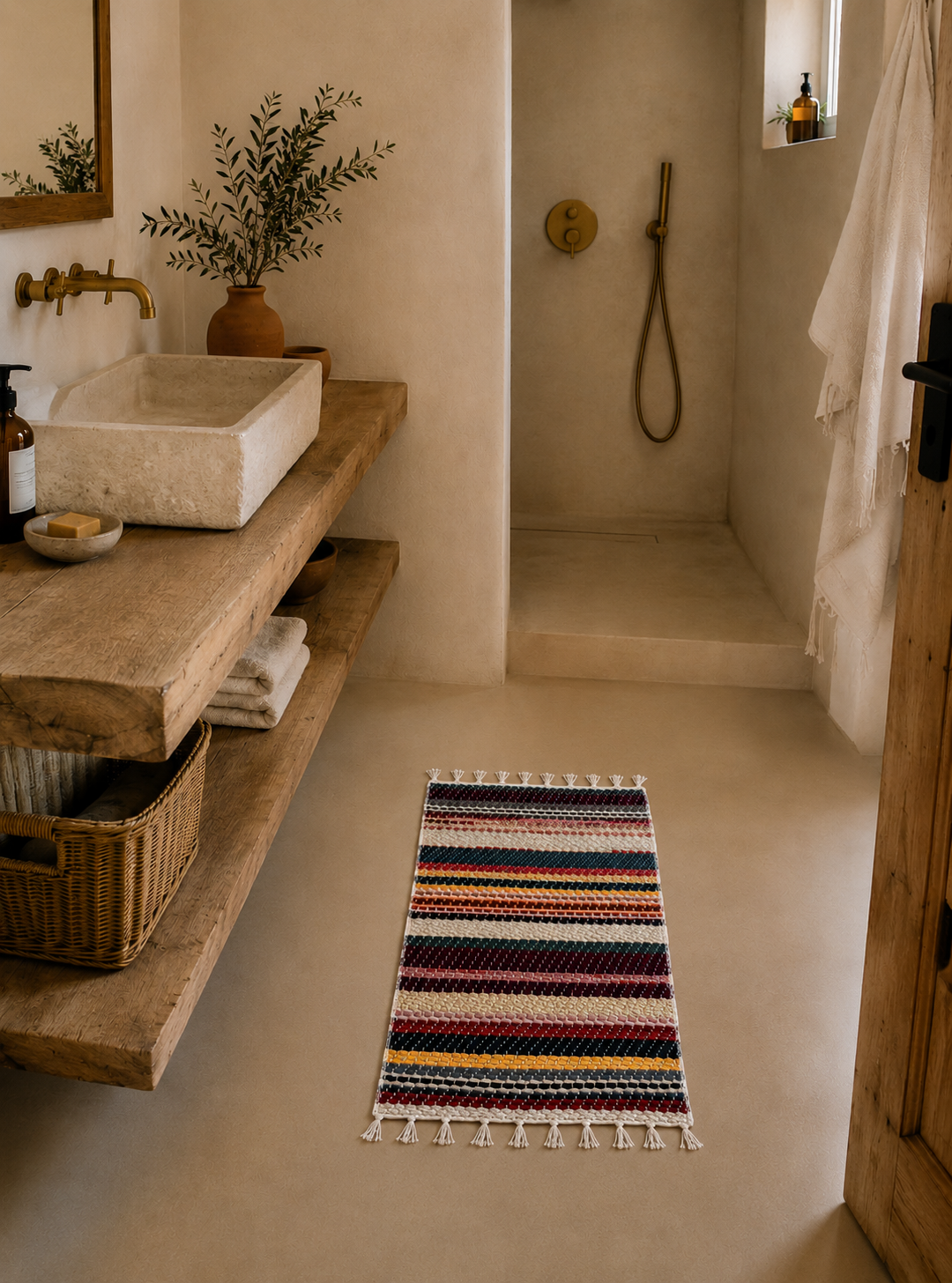Petit tapis multicolore 84x52 cm en coton recyclé